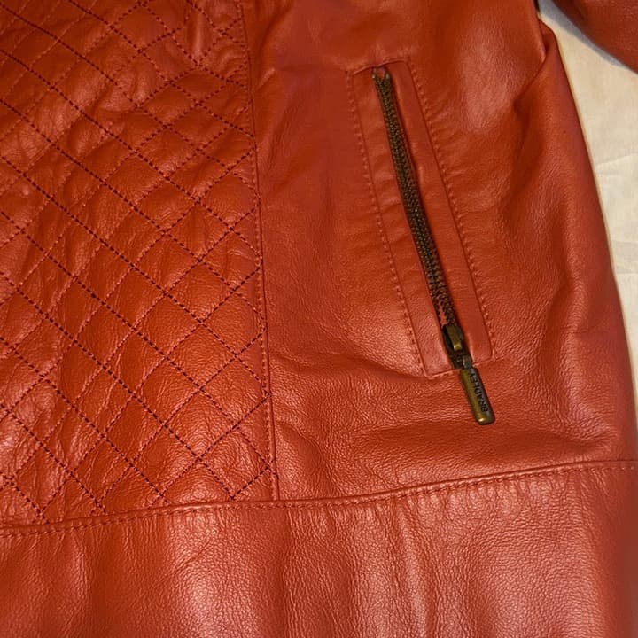Bradley Vintage Women's Quilted Leather Jacket - Rust XL - Thumbnail 5