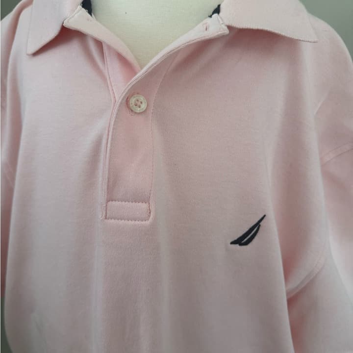 Nautica Men's Pink Cotton Collared Shirt Medium - Thumbnail 2