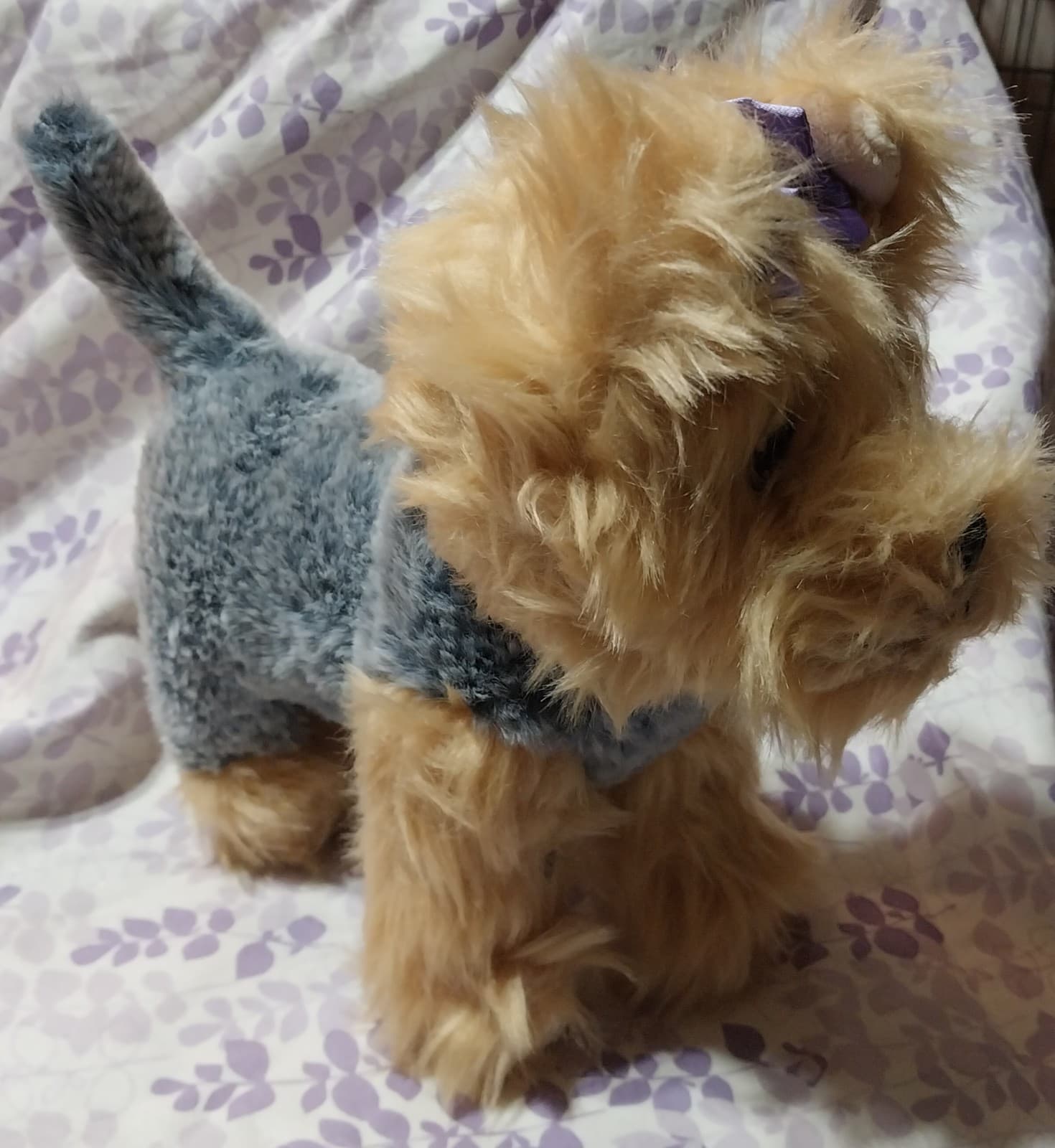 Walmart Plush Realistic Dog Yorkie Yorkshire Terrier Stuffed Animal Toy Gray Tan - Image 1