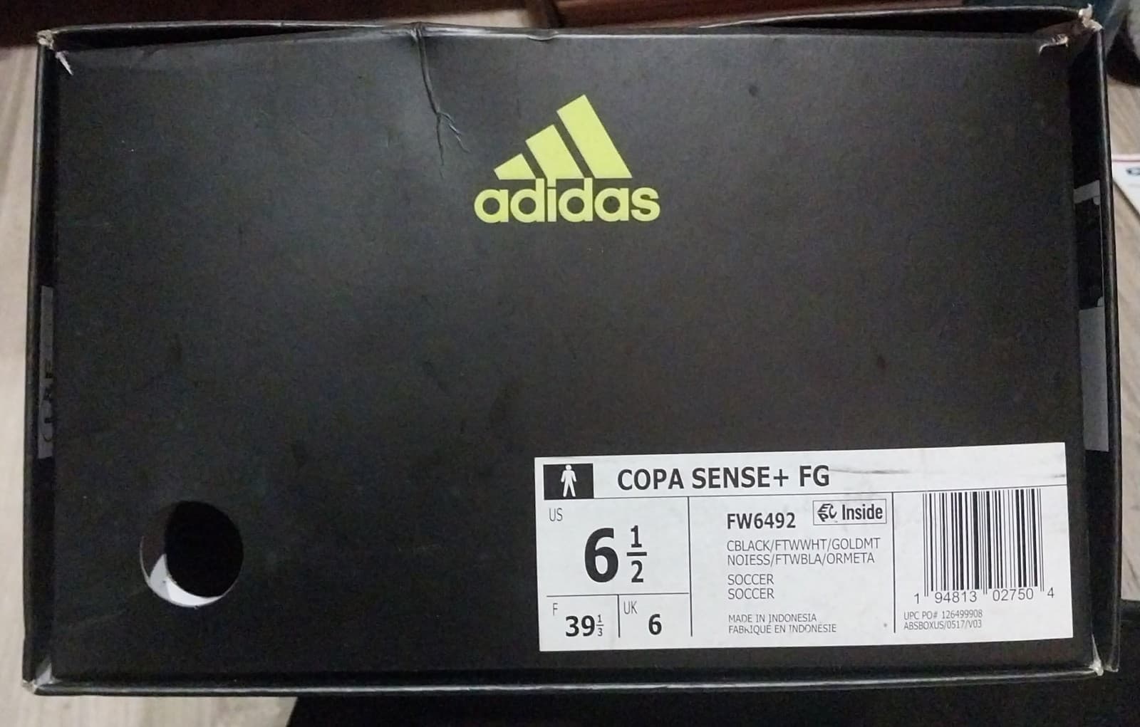 Adidas Copa Sense+ FG Core Black/White/Gold Metallic. Size 6.5 - Thumbnail 11