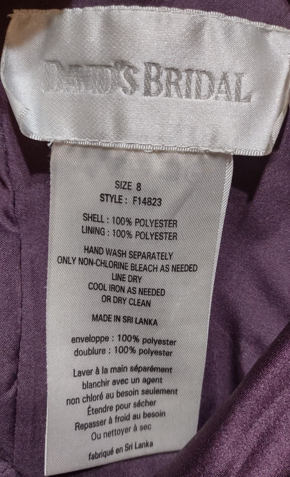 David's Bridal. Purple colored Dress - Thumbnail 4