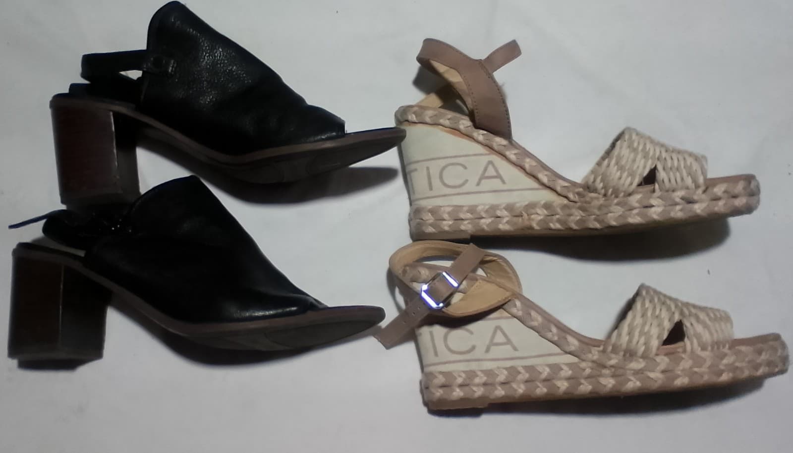 Nautica Beige Wedges & A Pair Of Black Open Toe Shoes. Both Are Size 9 - Image 1