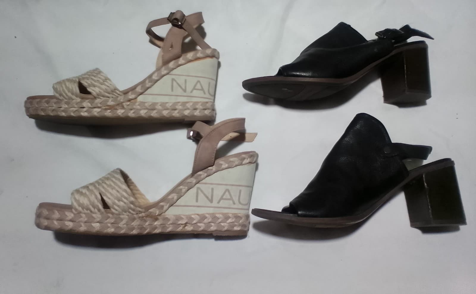 Nautica Beige Wedges & A Pair Of Black Open Toe Shoes. Both Are Size 9 - Thumbnail 2