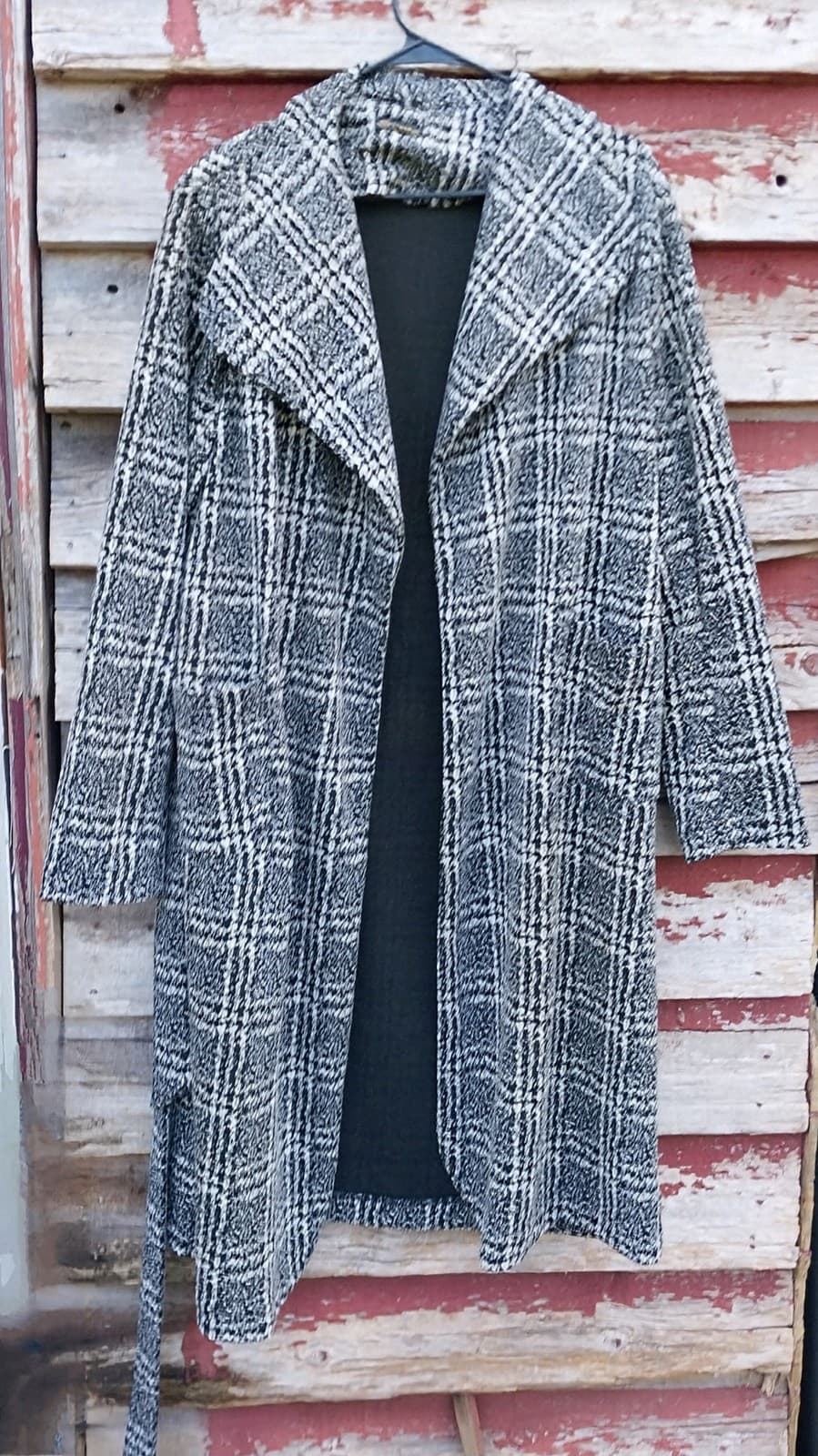 Shinestar Black & White Long Sweater Jacket - Thumbnail 2