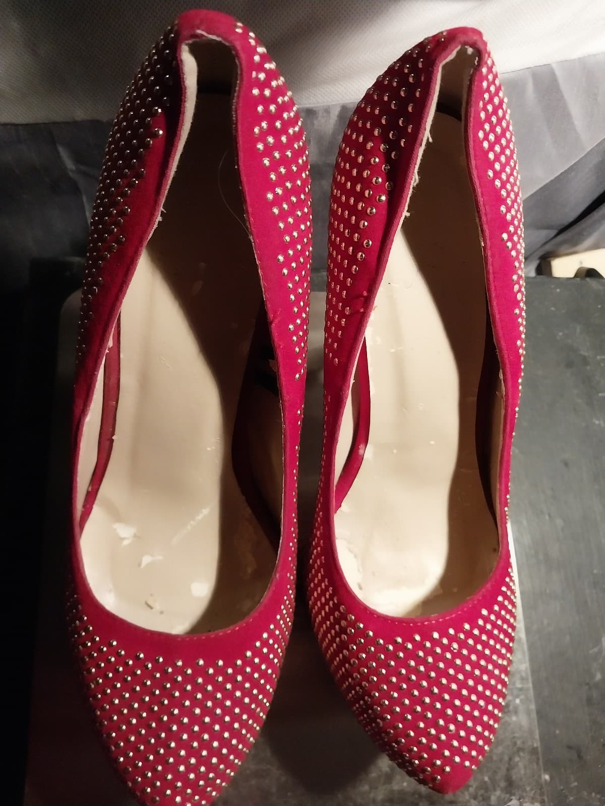 Red & Gold Sequin 5" Sexy Stiletto High Heels. Size 10 - Thumbnail 7