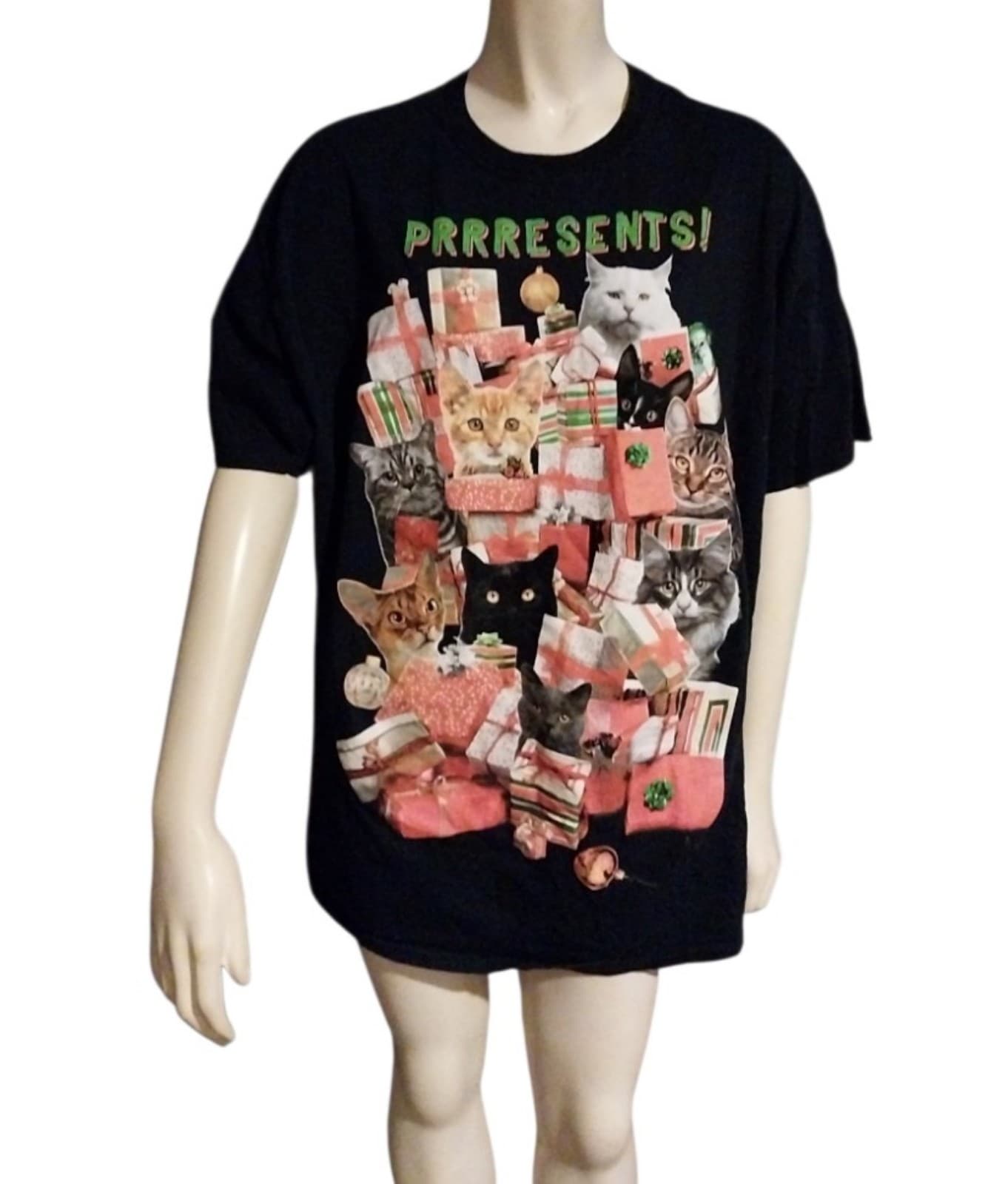 Black "PRRRESENTS!" T-Shirt. Size XL - Image 1