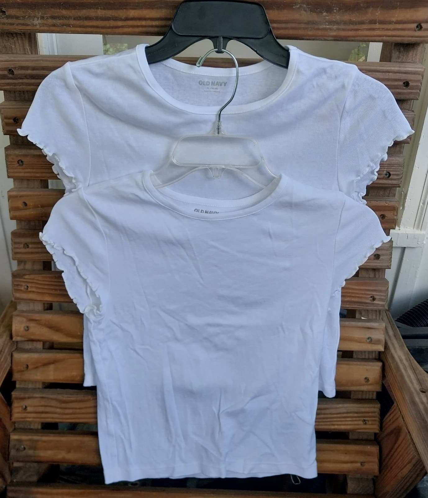 2 Old Navy Girls White Shirts. Size XL (14-16). - Image 1