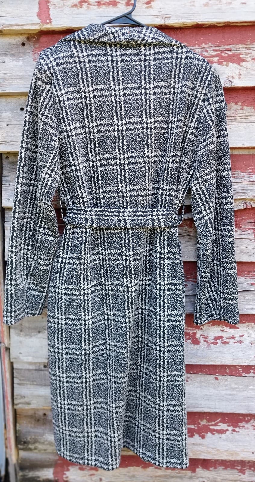 Shinestar Black & White Long Sweater Jacket - Thumbnail 6