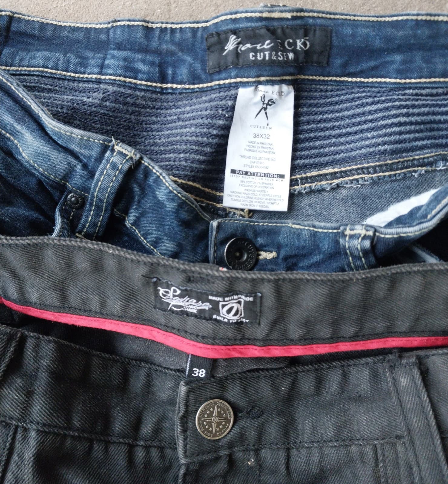 2 Pairs of Men's Pants. Marc Ecko & Square Zero. Both are Sizes 38x32 - Image 1