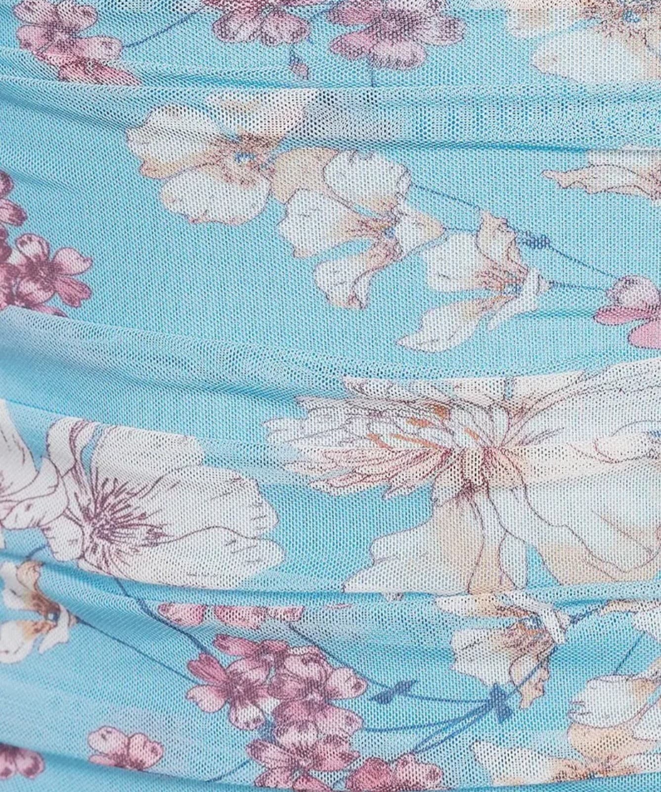 Pear Culture, Sleeveless Floral Ruched Mesh Dress. Size Medium - Thumbnail 8