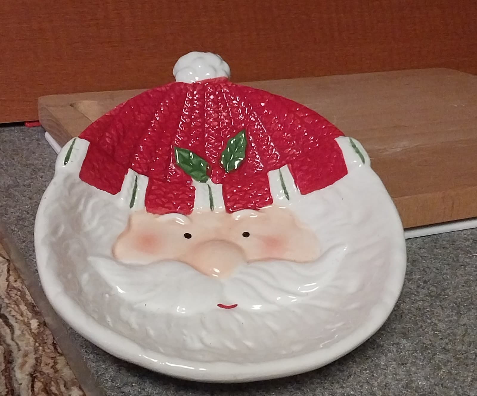 Peppermint Place Ceramic Santa Bowl. 6"x7.5" - Image 1