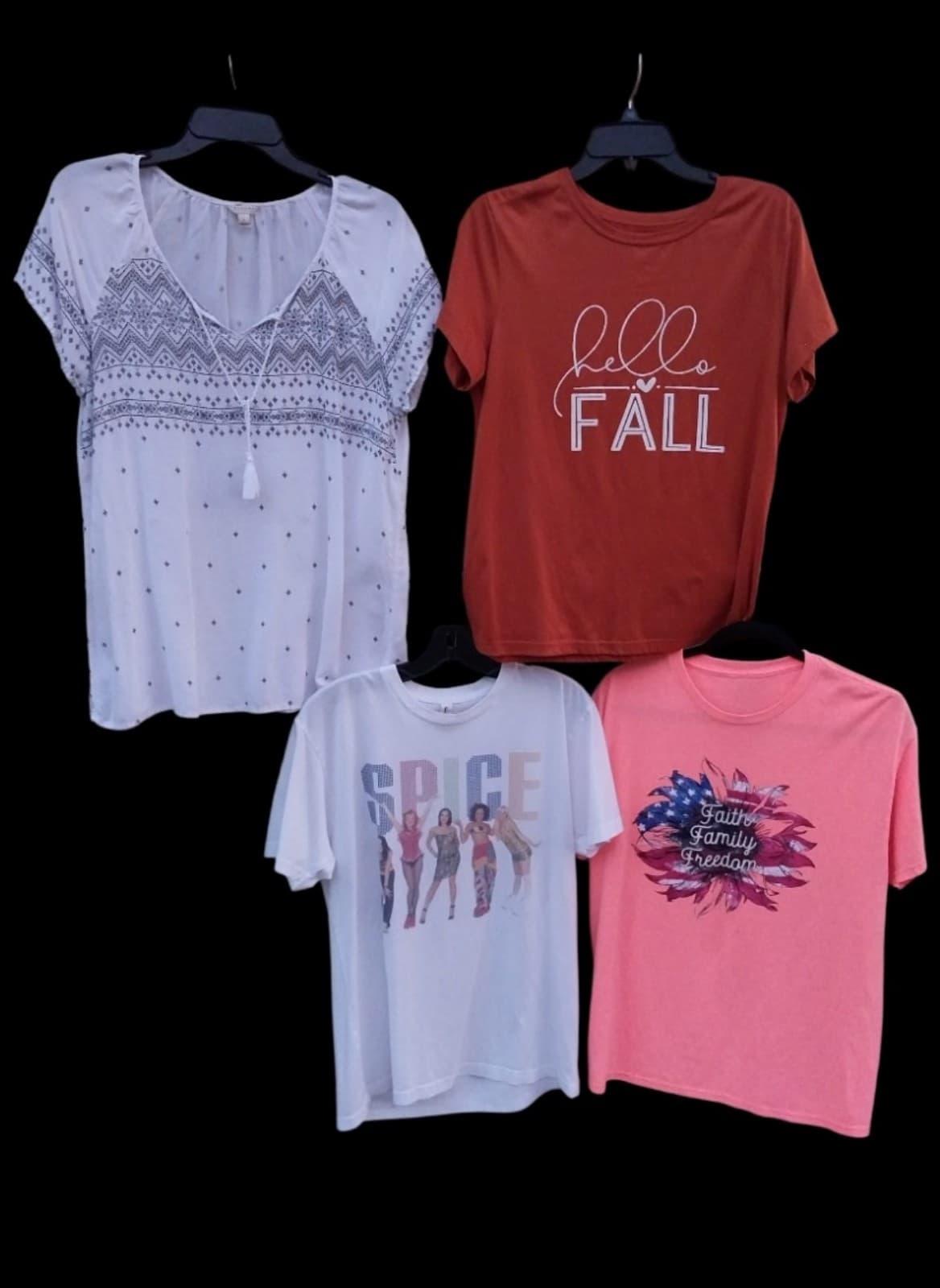 4 Assorted Short Sleeve Shirts. Hello Fall. Size Large - Image 1