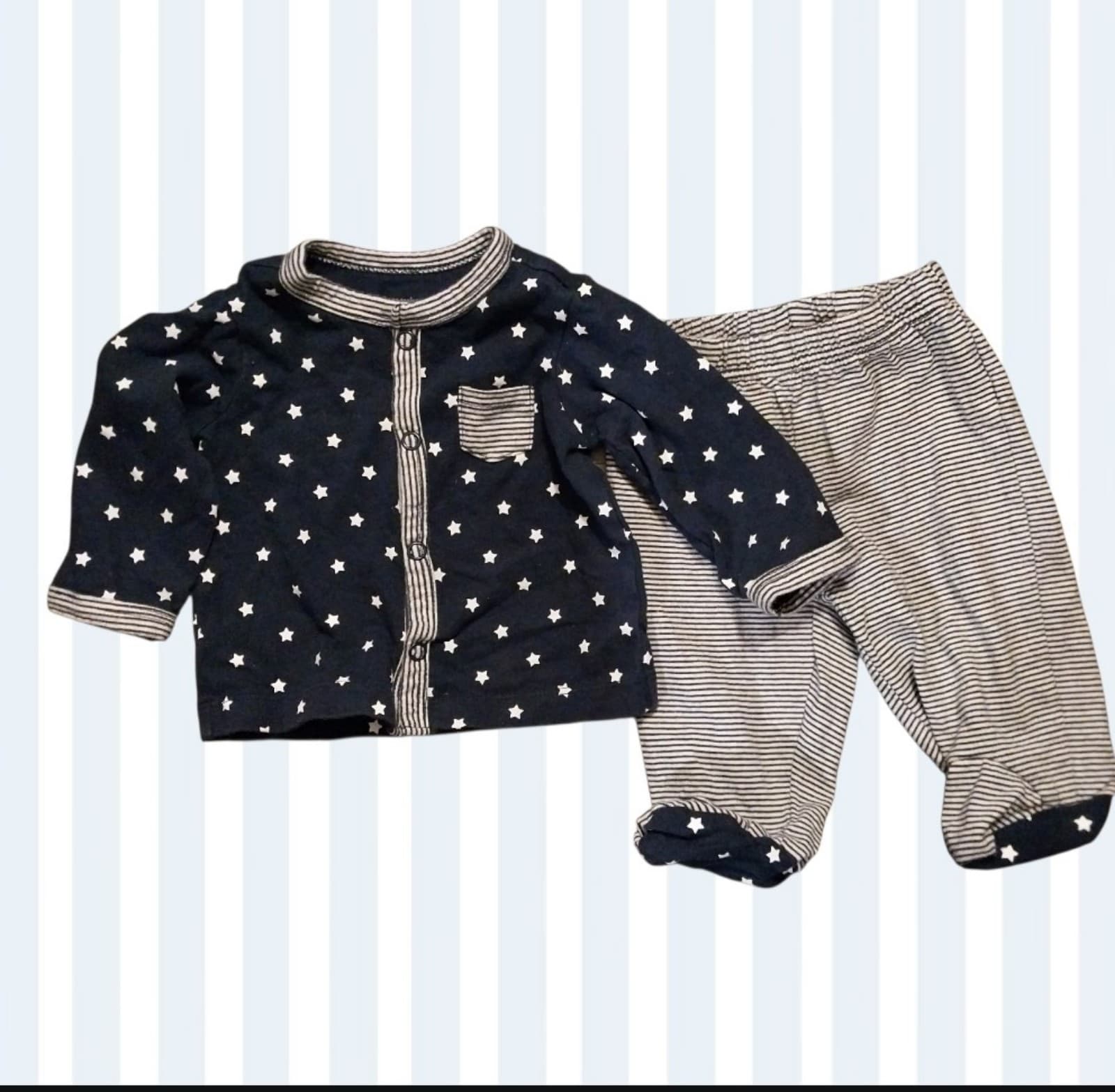 First Impressions, Blue & White Newborn Outfit - Image 1