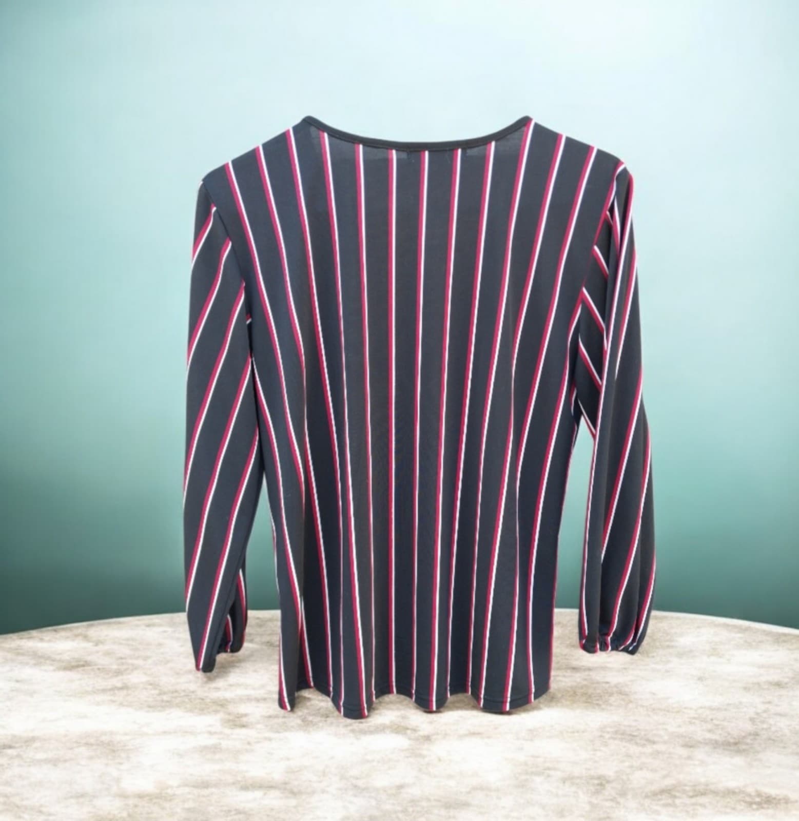 Jon & Anne Women’s 3/4 Sleeve Striped Black Red Top Size Medium - Thumbnail 3