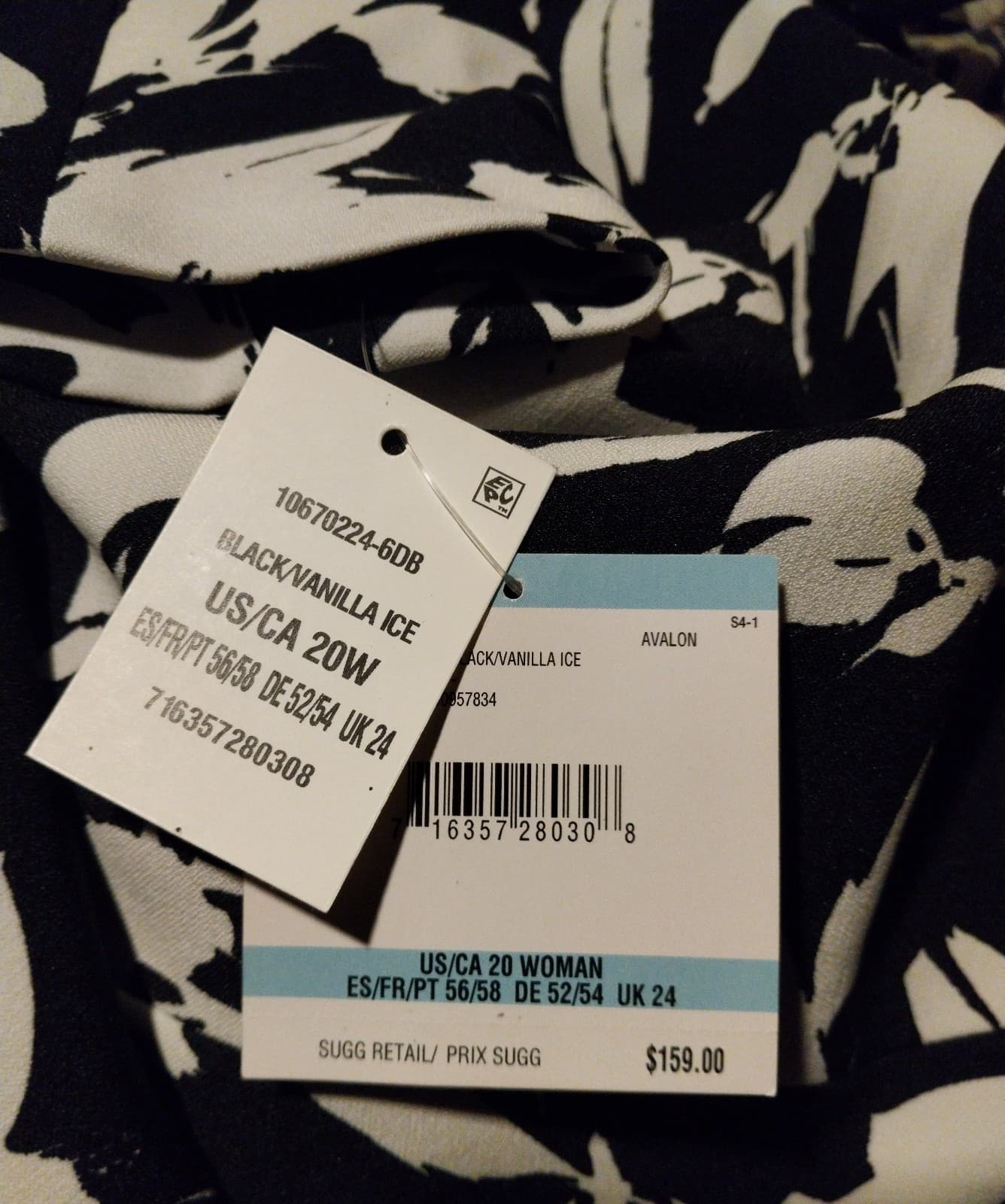 Kasper New Black/Vanilla Ice A-Line Dress. Size 20W - Thumbnail 4