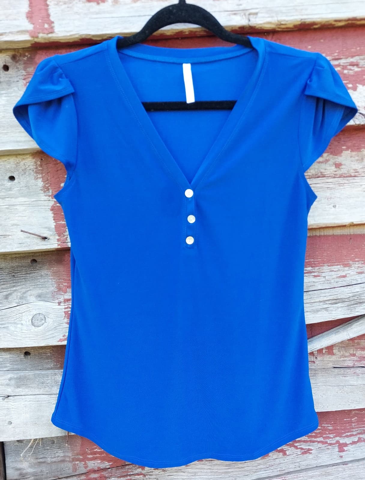 DNA Couture Blue Short Sleeve Shirt. Size Medium - Image 1