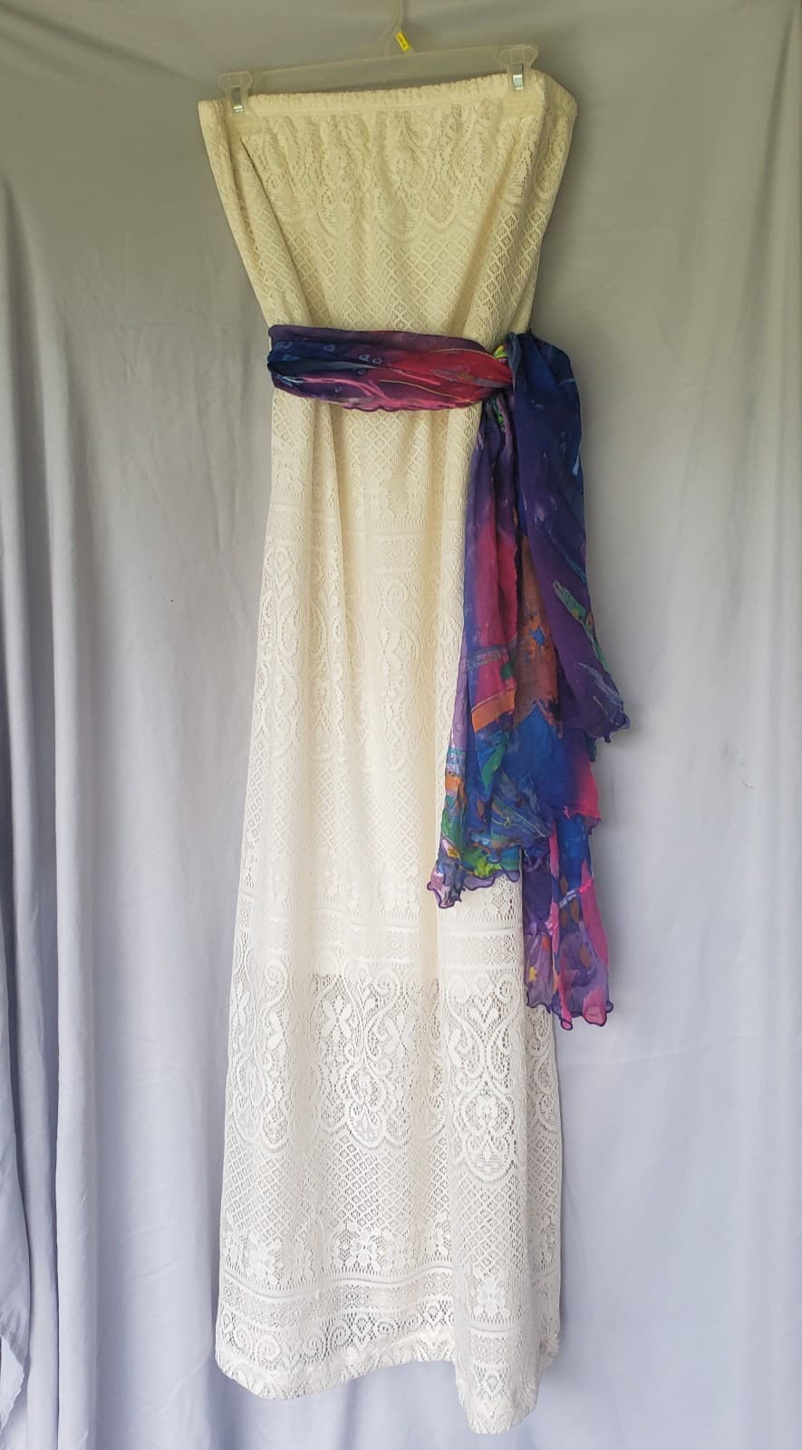 Just Be Lace Cream/Off White High-Low Strapless Dress Sz 3X - Thumbnail 4