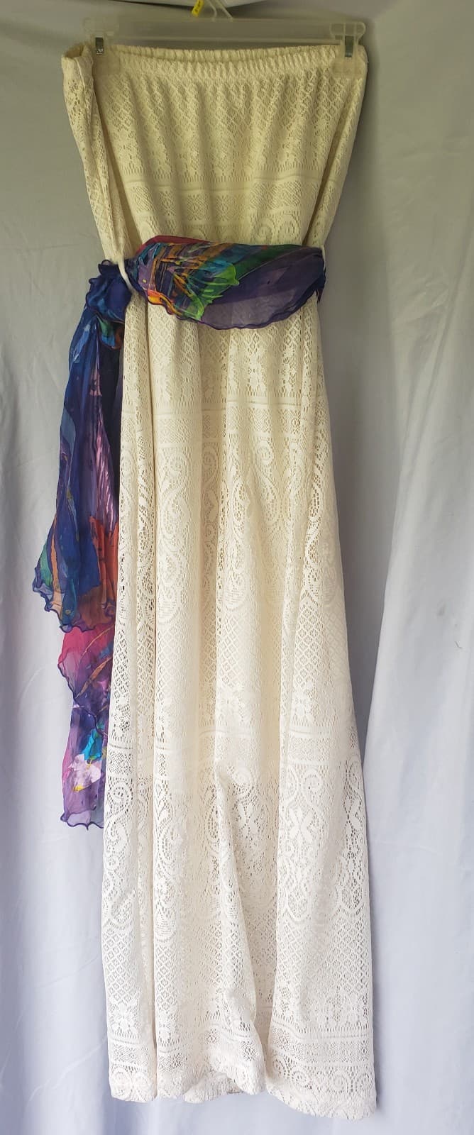 Just Be Lace Cream/Off White High-Low Strapless Dress Sz 3X - Thumbnail 6