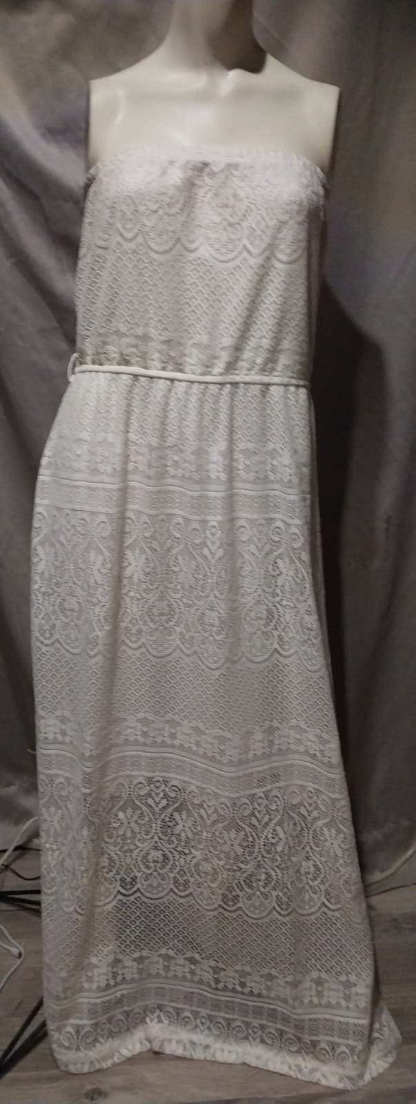 Just Be Lace Cream/Off White High-Low Strapless Dress Sz 3X - Thumbnail 2