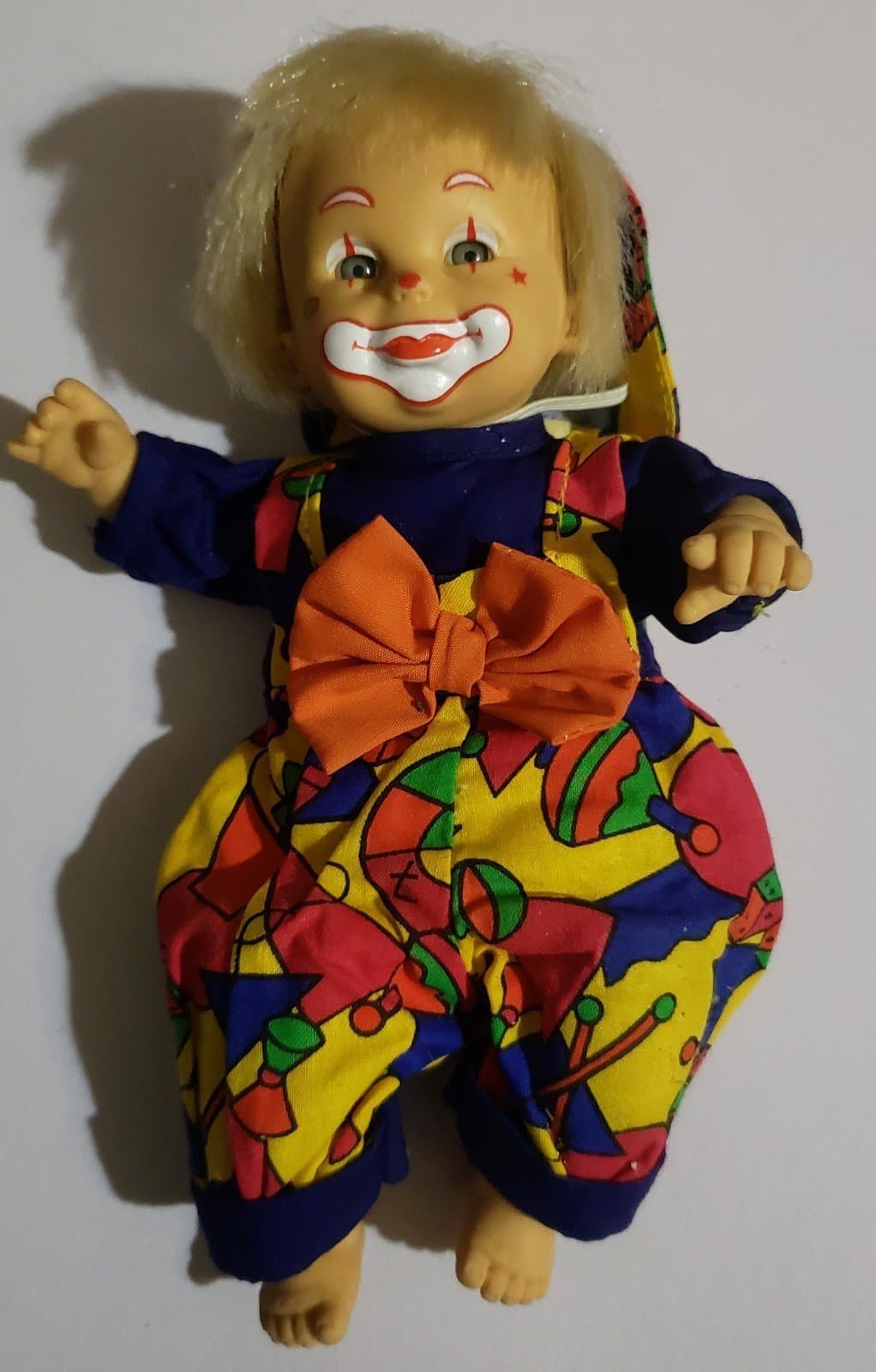 Clown Baby Doll Plastic Face Bean Bag Body Vintage 7" Doll - Image 1