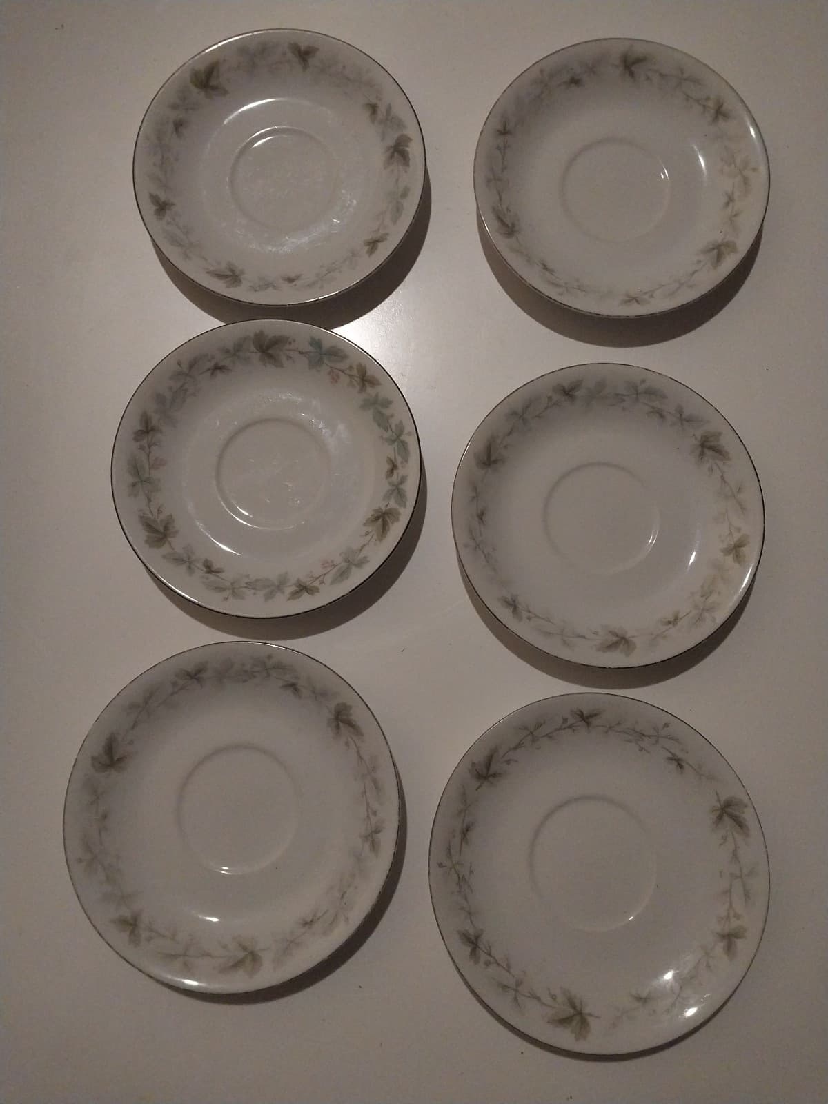 6 Vintage fine China Japan MS #6701 Grapevine Set of 6 Saucers. 6" Diameter - Image 1