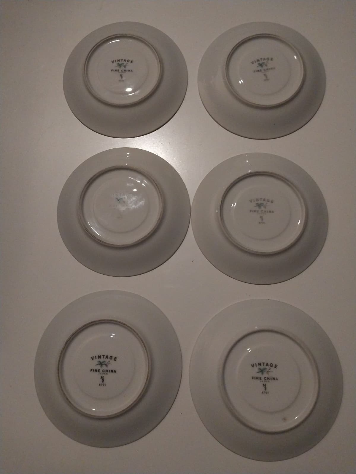 6 Vintage fine China Japan MS #6701 Grapevine Set of 6 Saucers. 6" Diameter - Thumbnail 2