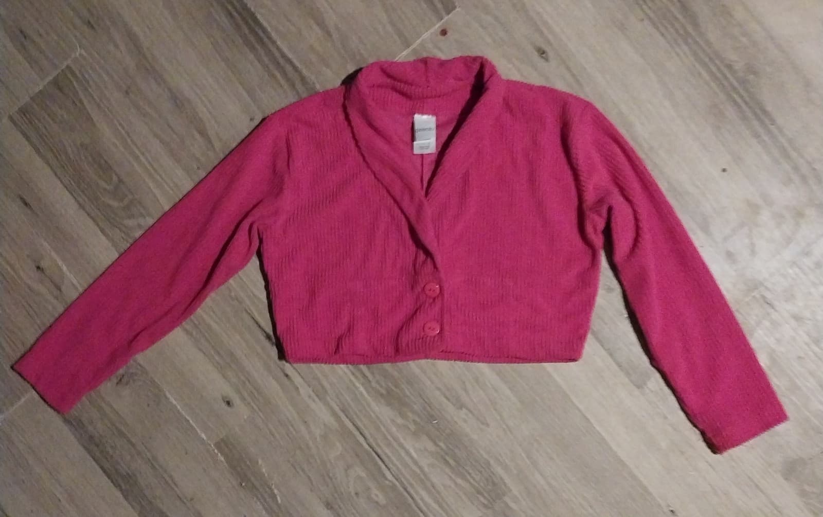 Pink Cropped Sweater Cardigan. Size Girls Medium - Image 1