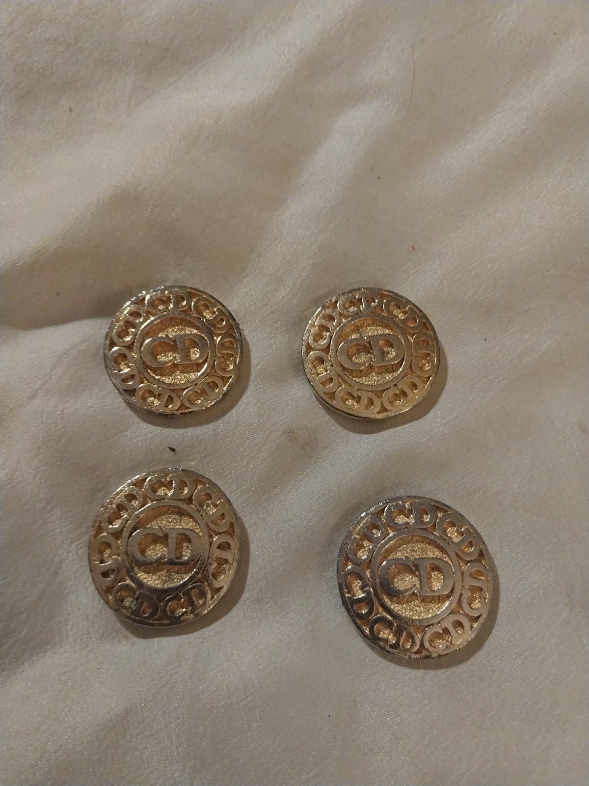 Christian Dior/CD/Dior/Buttons/Gold Tone/Shank Button/Vintage Buttons, set of 4 - Image 1