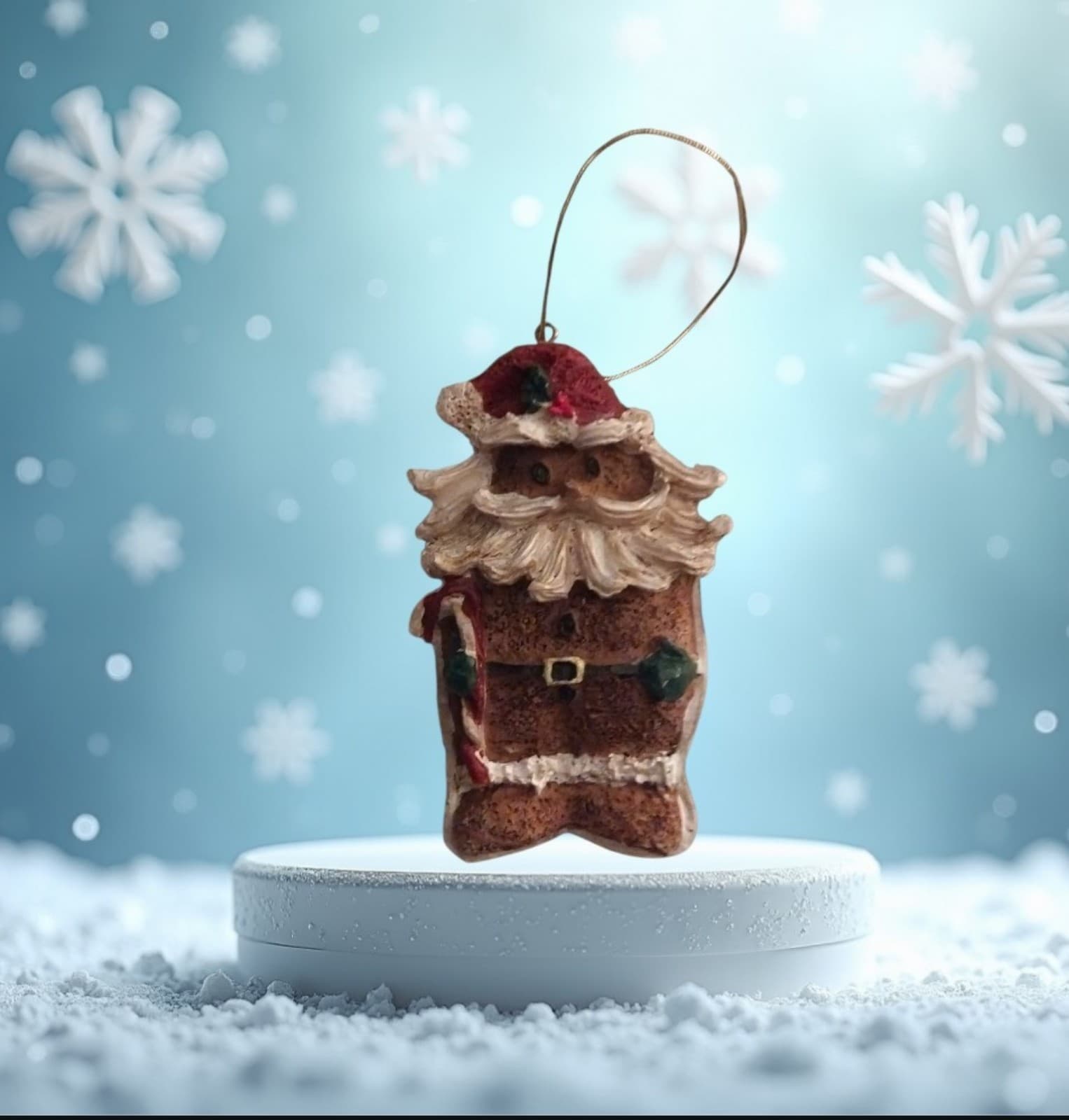 Vintage Gingerbread Santa Ornament Christmas 3.25x2.5” - Image 1