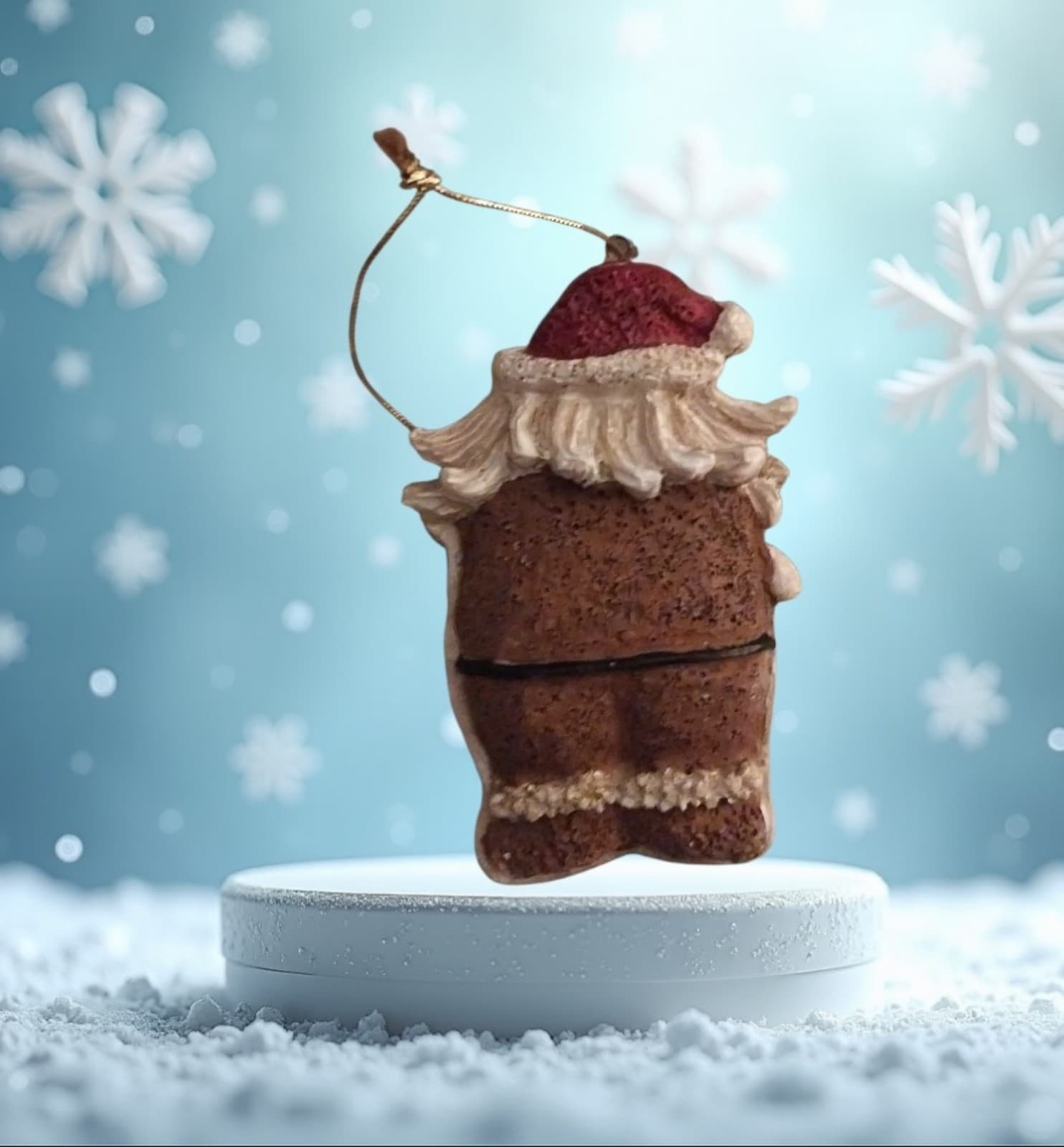 Vintage Gingerbread Santa Ornament Christmas 3.25x2.5” - Thumbnail 2