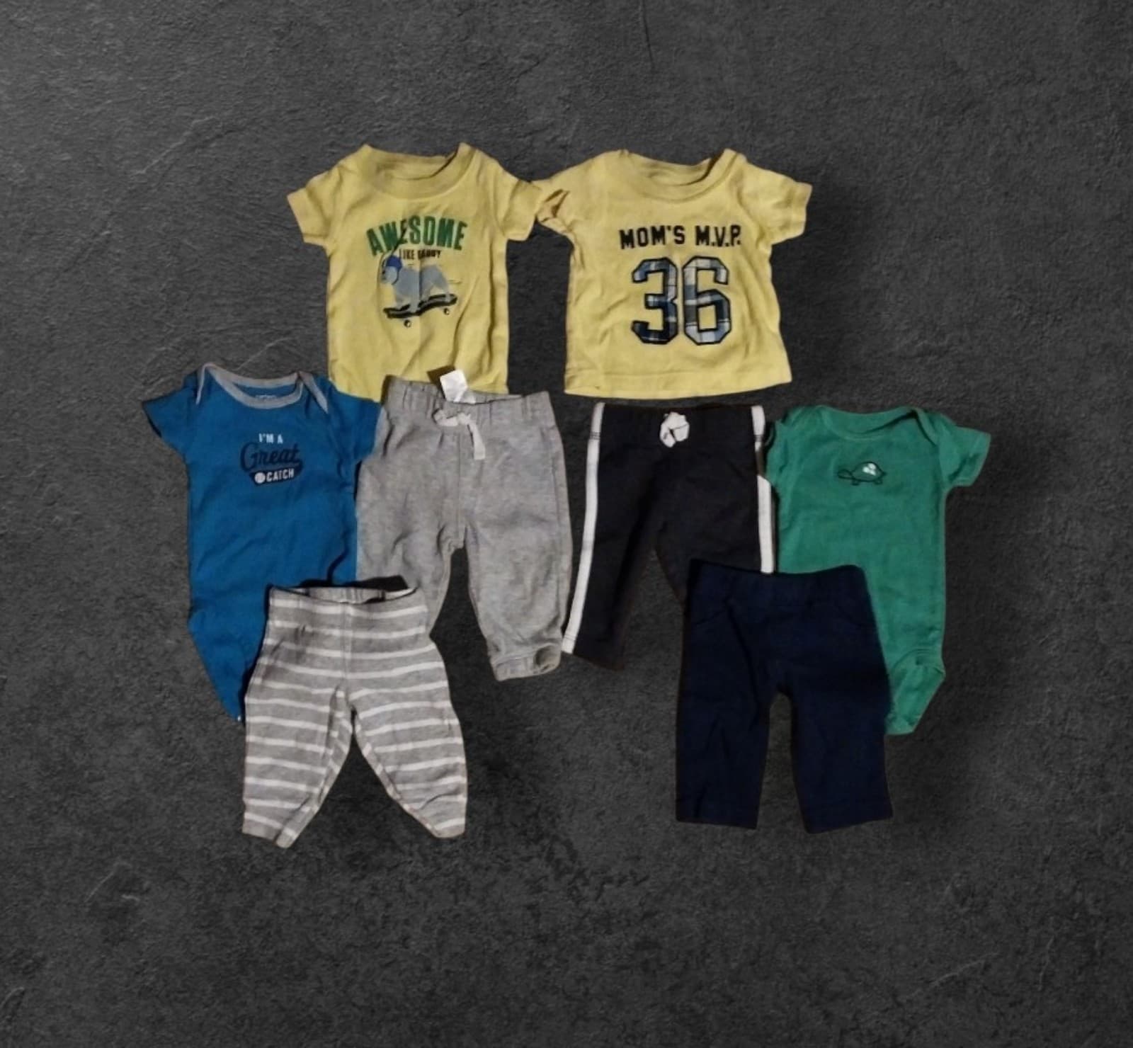 3 Carter's Onesies With Pants And Shirt & Pants outfit. Size Newborn - Image 1