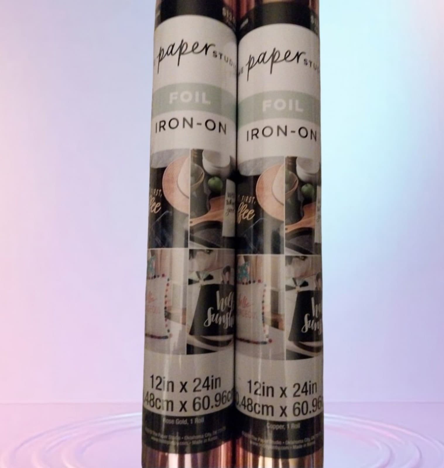 2 The Paper Studio Foil Iron-On Vinyl 12”x24” Rolls. Rose Gold & Copper Roll - Image 1