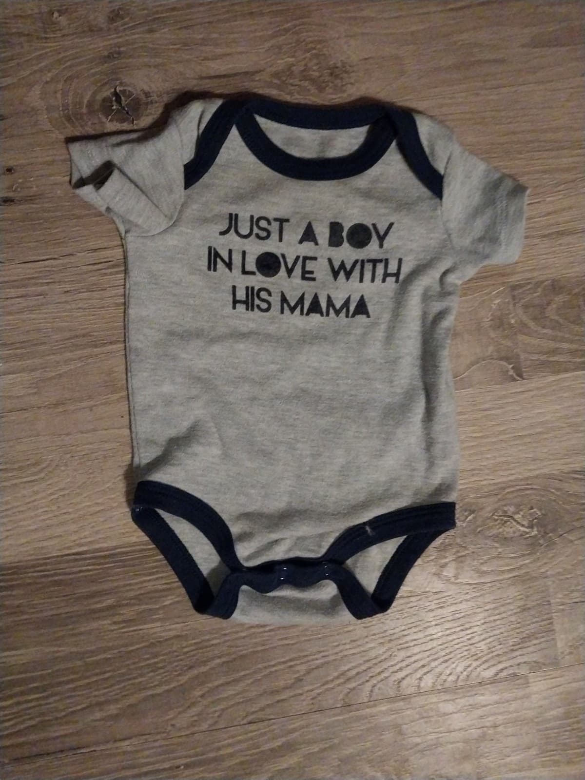 Grey Onesie, "Just a boy in love with his momma" Size 3-6 Months - Image 1