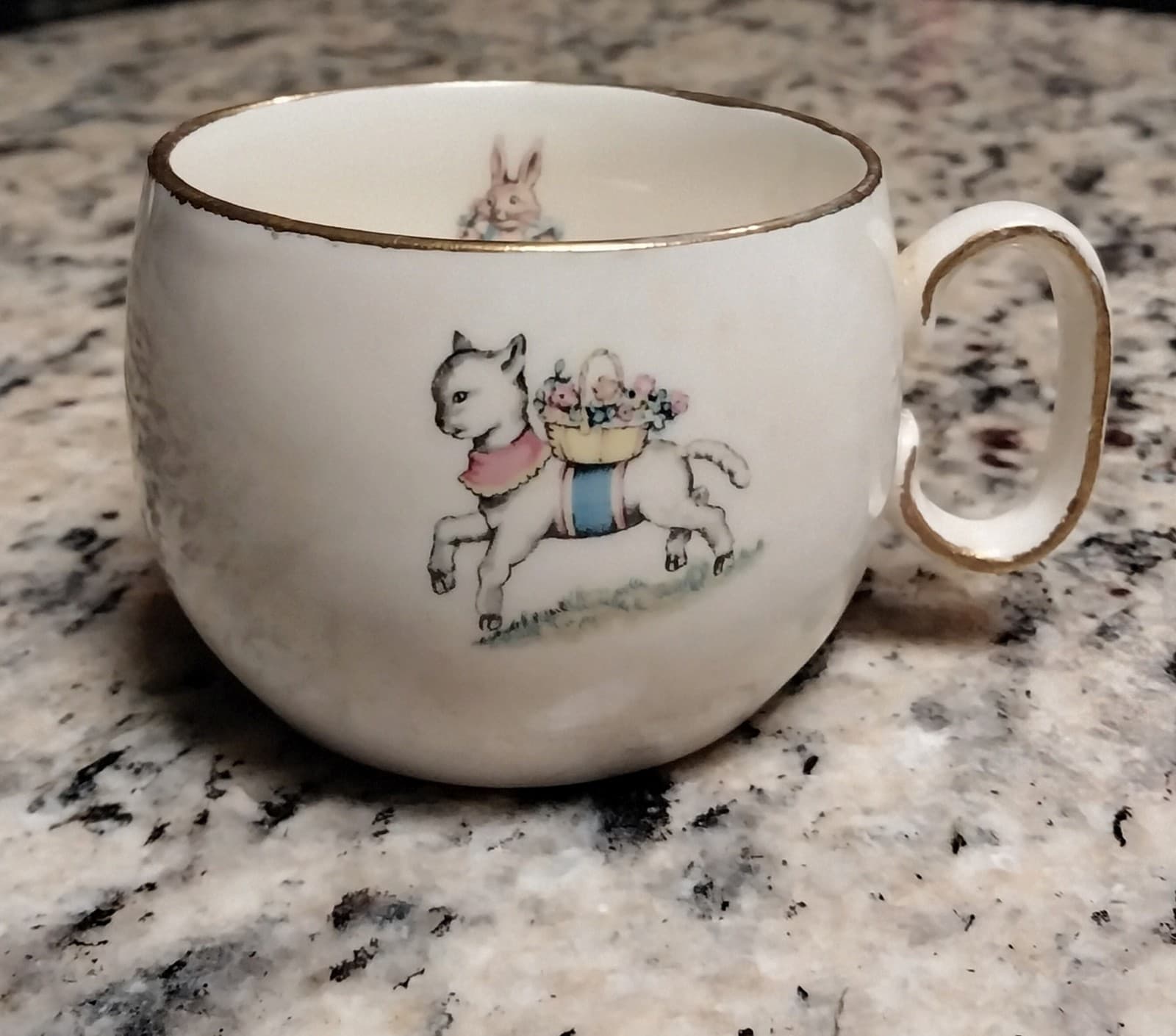 Cute Tea Cup With a Pony Design On the Front And A Rabbit Design On The Inside - Image 1