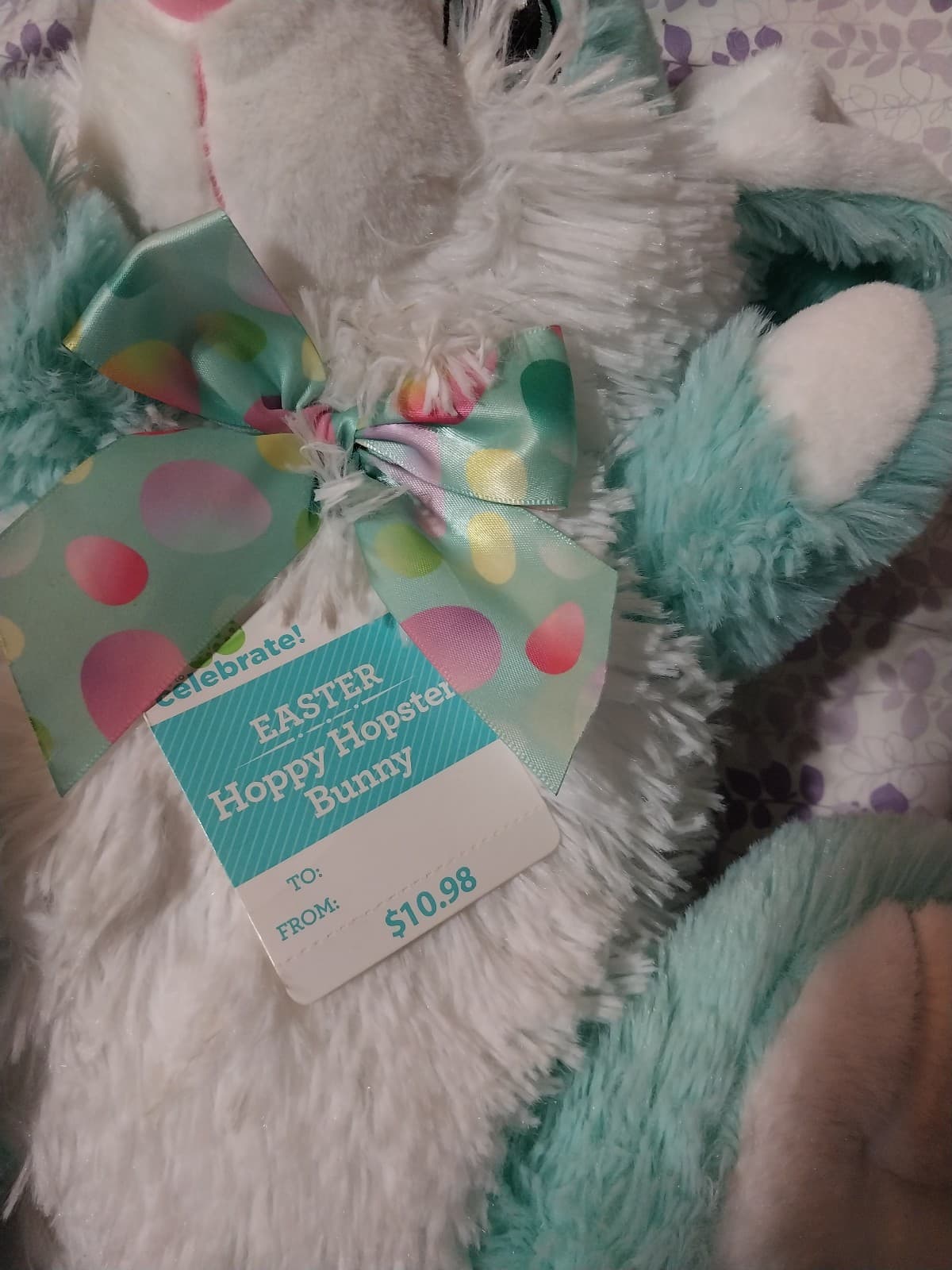 Way To Celebrate Easter Large Hopster Plush Bunny, Teal - Thumbnail 3