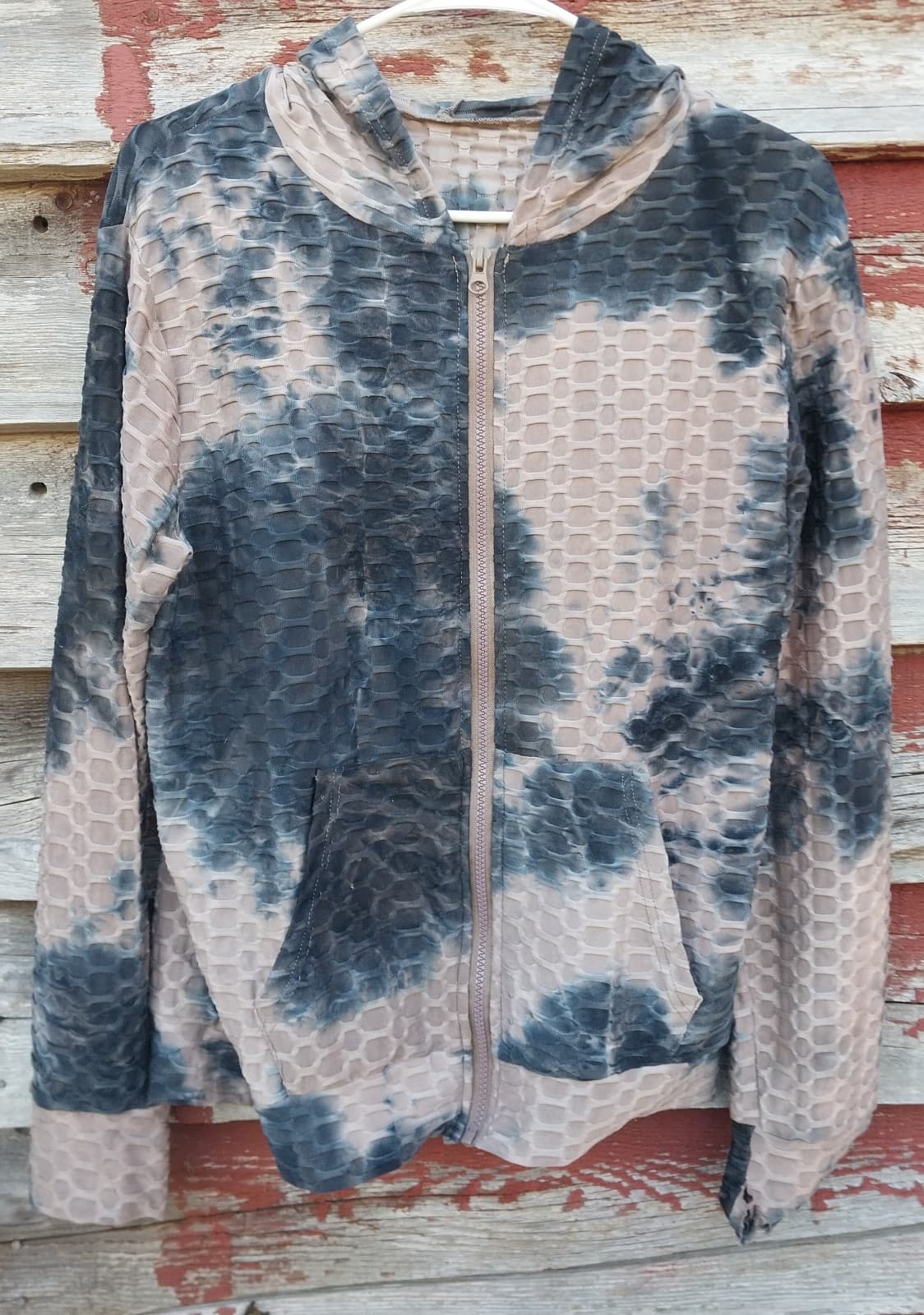 Light Weight Women's Tie Dye Hooded Jacket - Thumbnail 3
