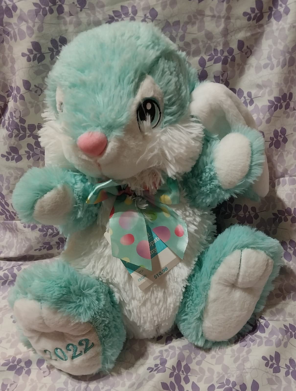 Way To Celebrate Easter Large Hopster Plush Bunny, Teal - Image 1