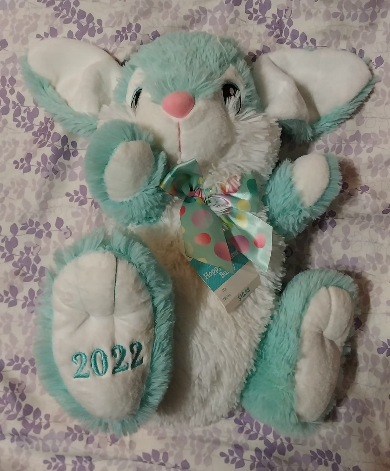 Way To Celebrate Easter Large Hopster Plush Bunny, Teal - Thumbnail 2