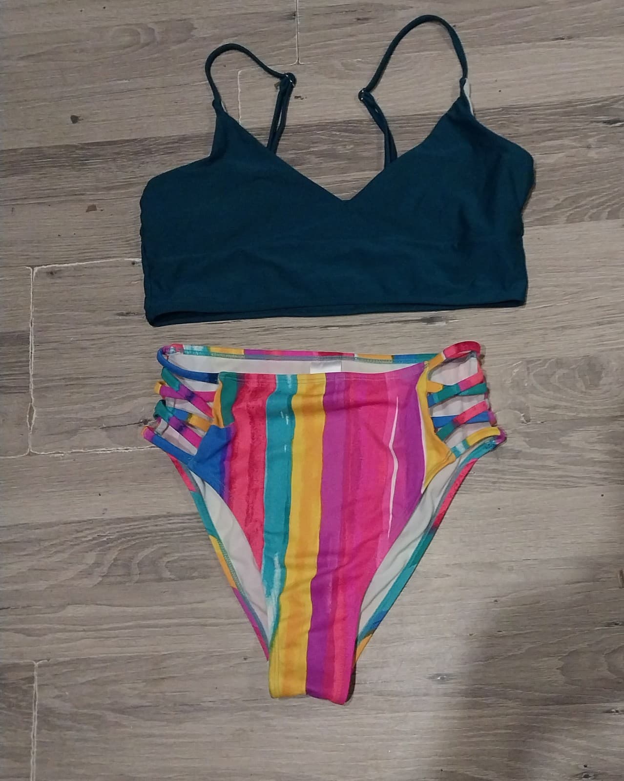 Xhilaration Top & Bottoms. Womens Size M Bikini Bottom High Leg High Waist Rainb - Image 1