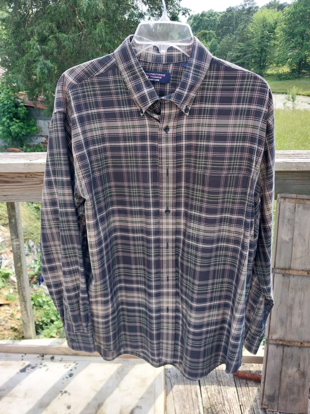 Roundtree & Yorke Big & Tall Non-Iron Twill Long Sleeve Large Plaid Sport Shirt - Image 1