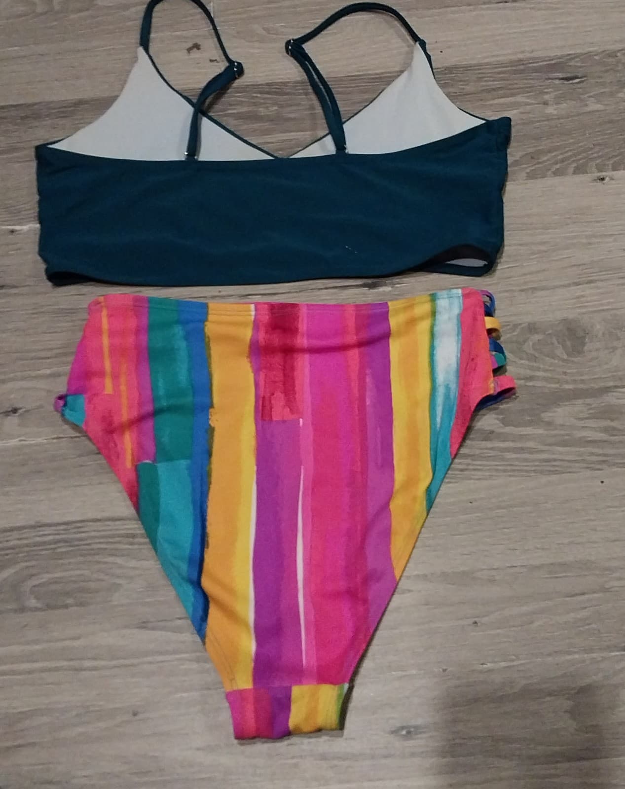 Xhilaration Top & Bottoms. Womens Size M Bikini Bottom High Leg High Waist Rainb - Thumbnail 3