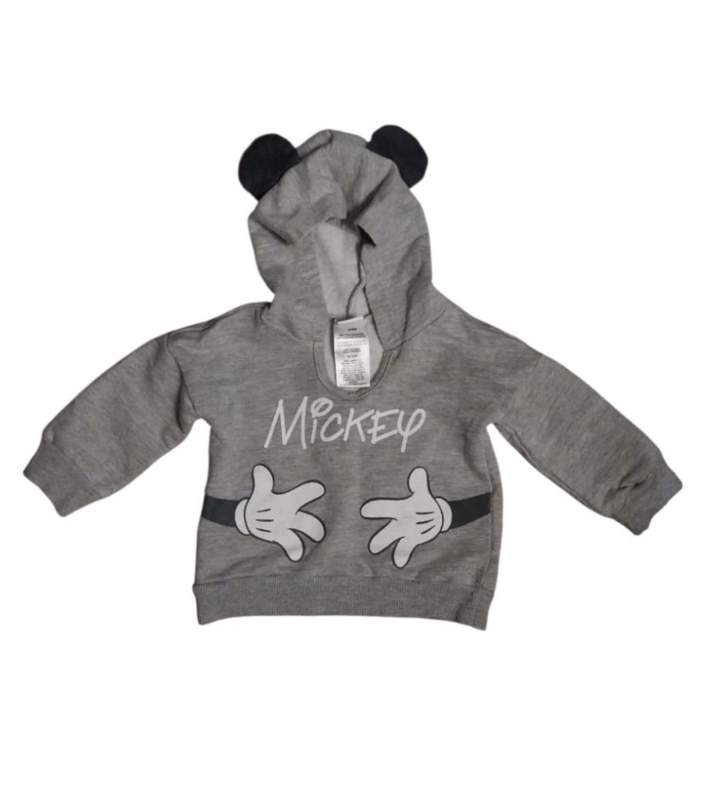 Disney Baby Grey Mickey Mouse Hands Hoodie. Size 6/9 Months - Thumbnail 3
