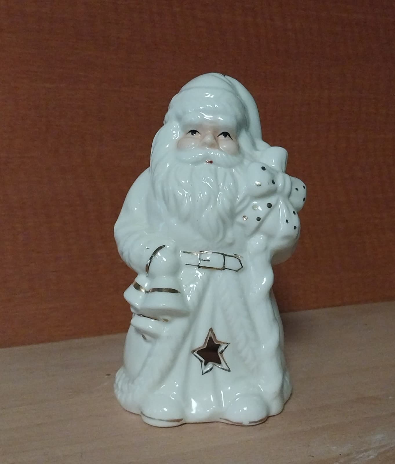 Ceramic Tea light Old World Santa Candle Holder - Image 1