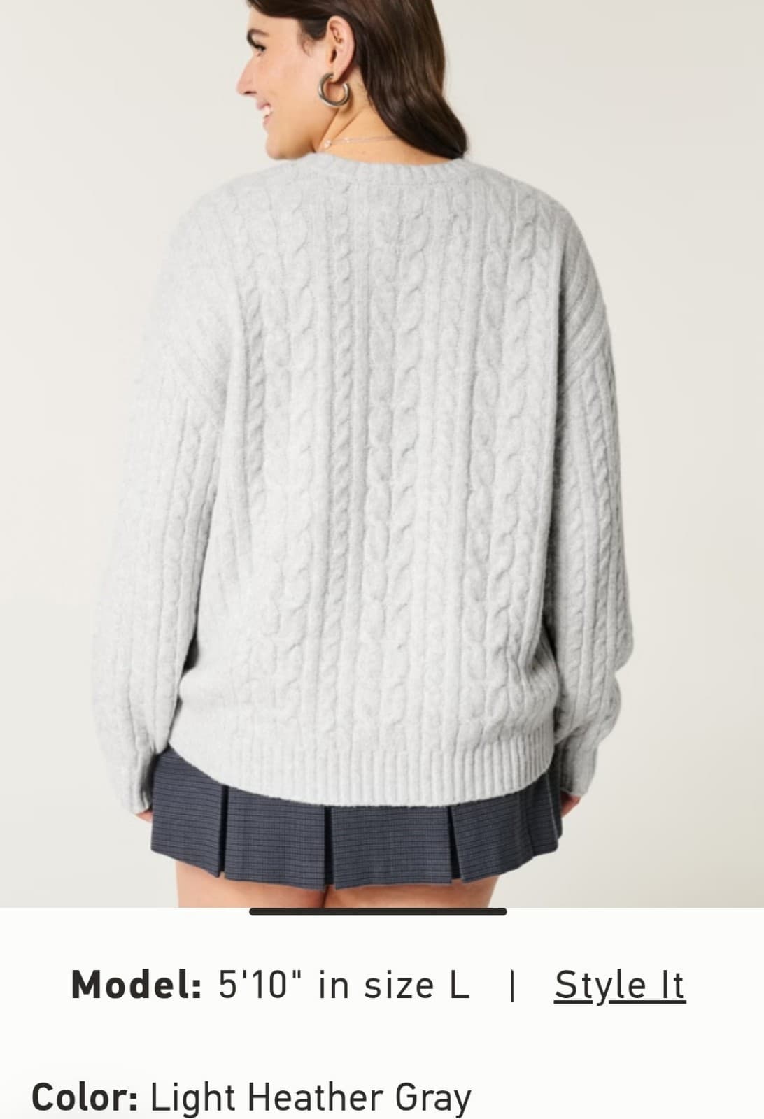 Hollister Comfy Cloud Cable-Knit Crew Sweater. Color Heather Grey - Thumbnail 2