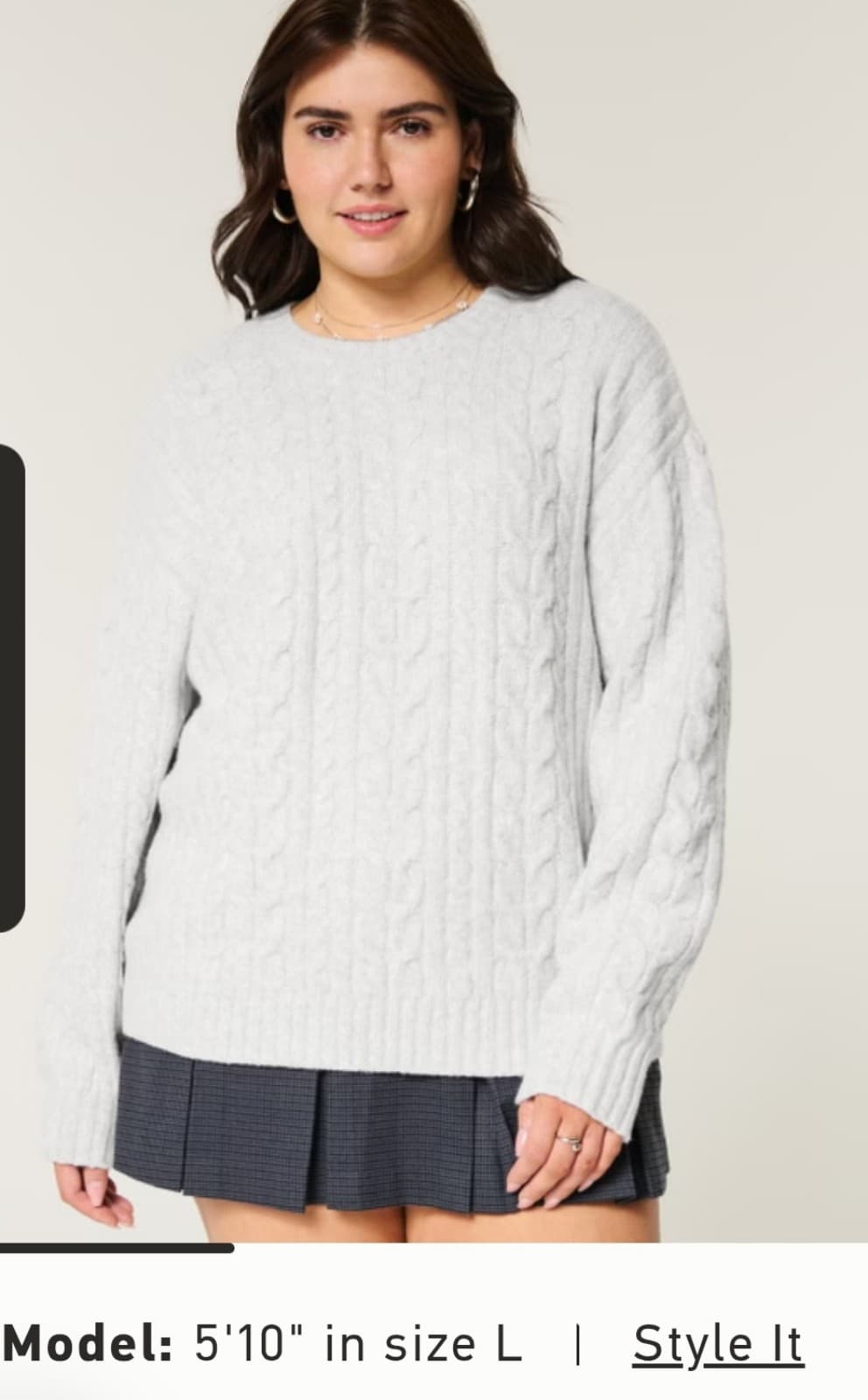 Hollister Comfy Cloud Cable-Knit Crew Sweater. Color Heather Grey - Image 1