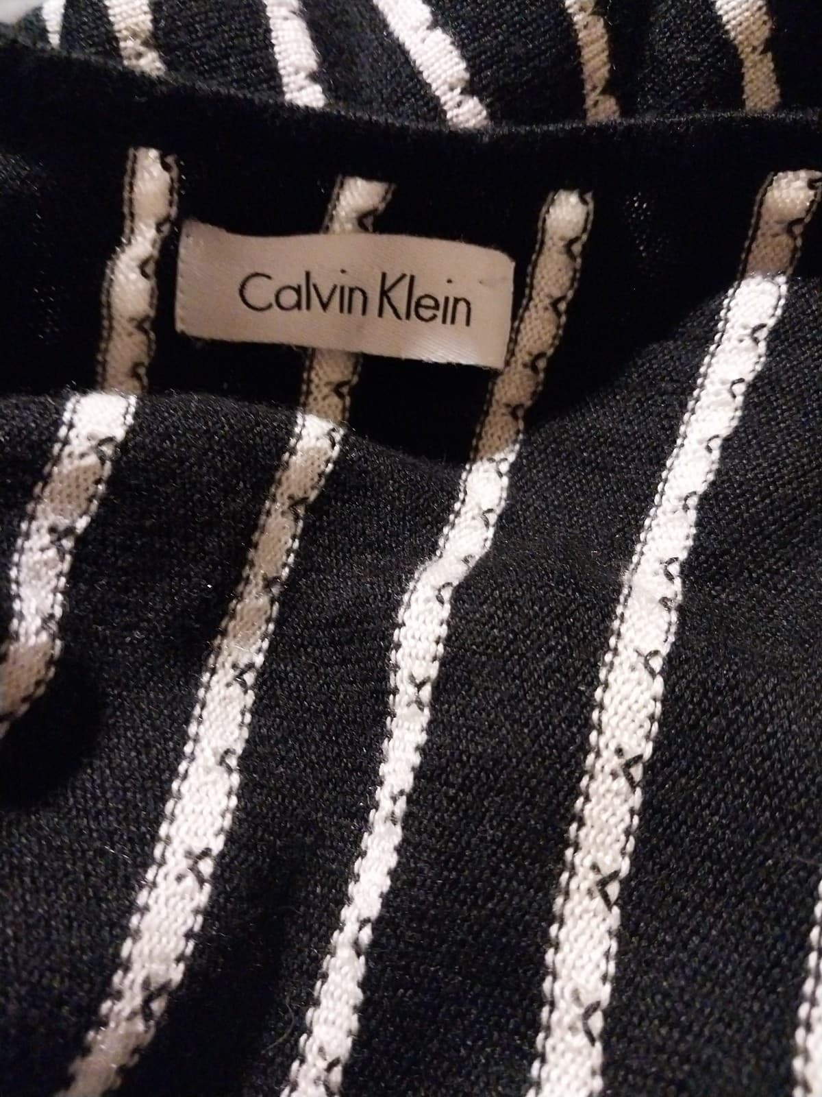 Calvin Klein Knee Length Faux Wrap Striped Sleeveless Dress Size Medium - Thumbnail 4