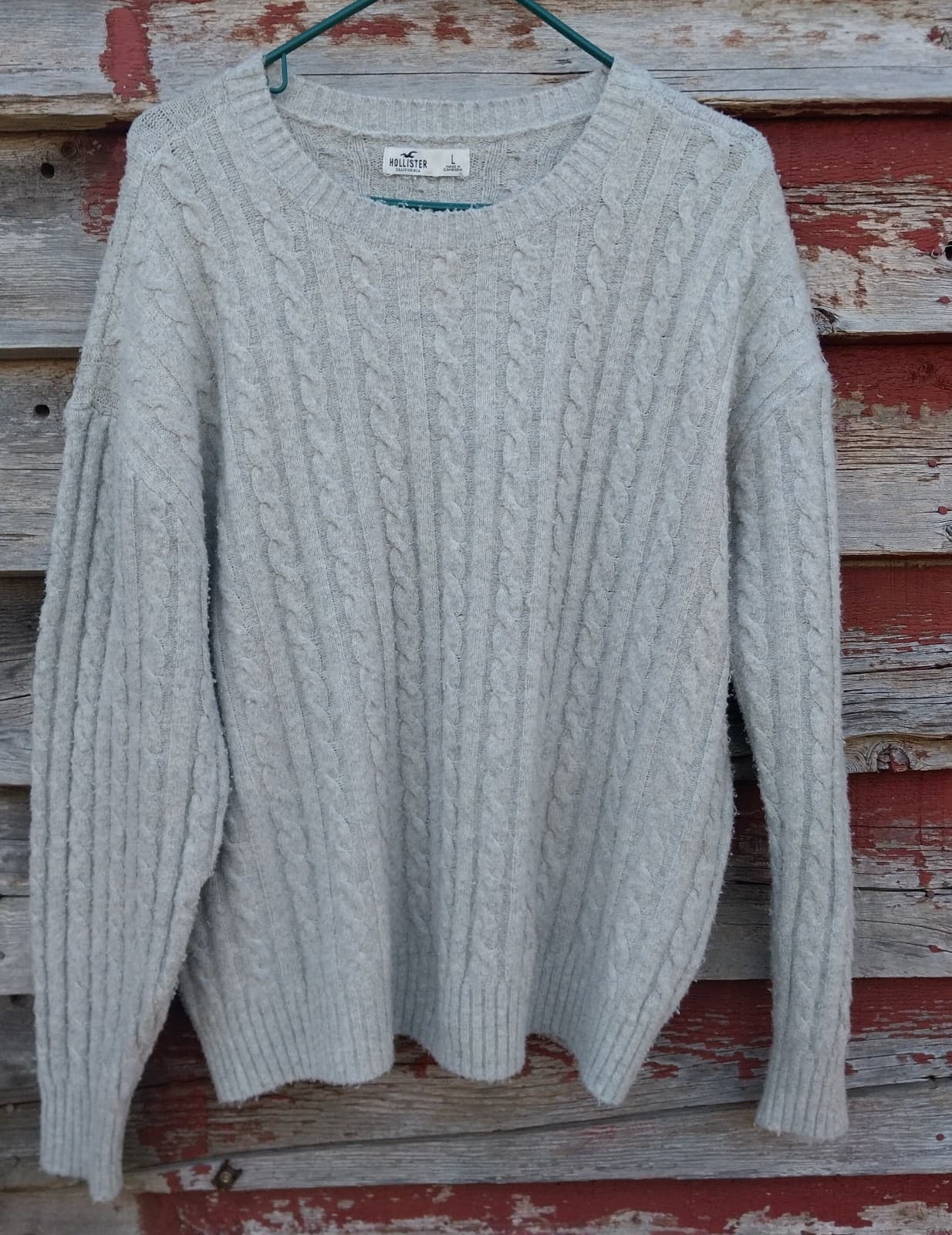 Hollister Comfy Cloud Cable-Knit Crew Sweater. Color Heather Grey - Thumbnail 4