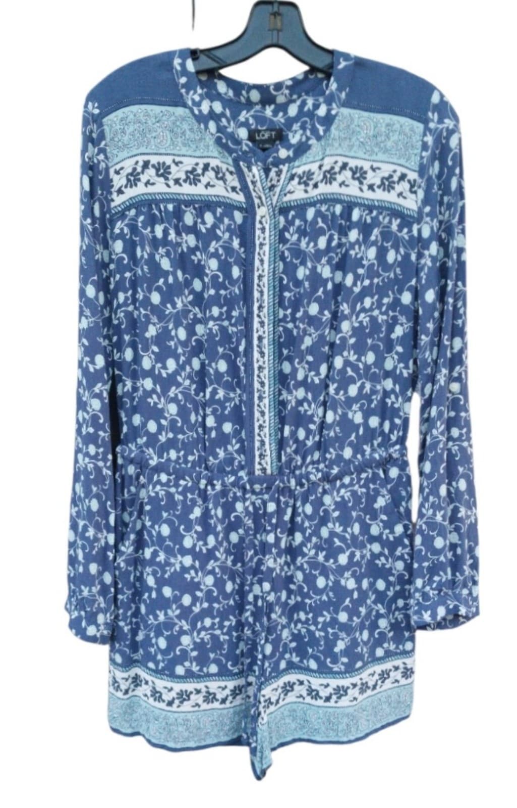 Ann Taylor LOFT Women's Shorts Romper Roll up long sleeve Delft Blue Size Small - Image 1