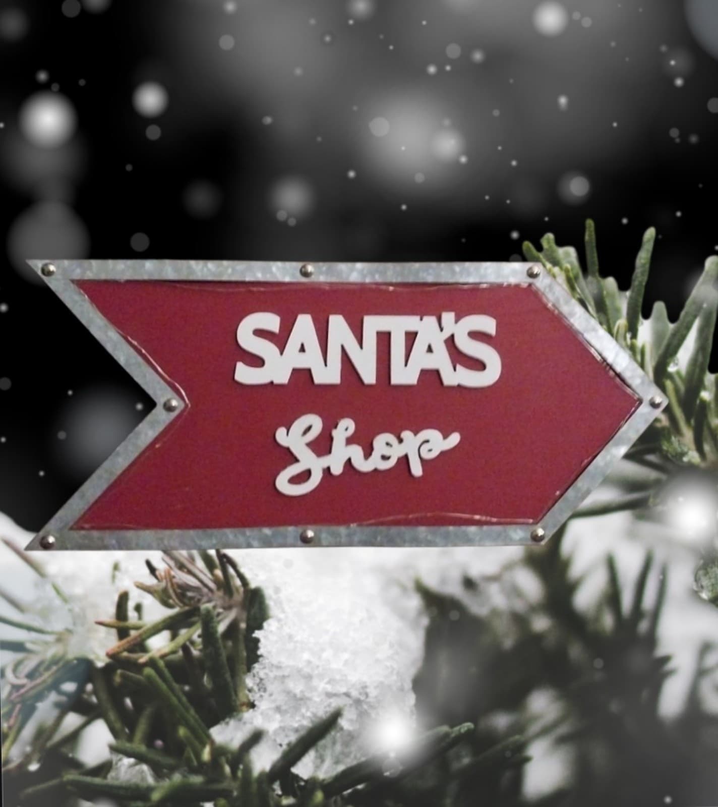 "Santa's Shop" Light Up Arrow Sign. Holiday Decor. Requires 2 AA Batteries - Thumbnail 2