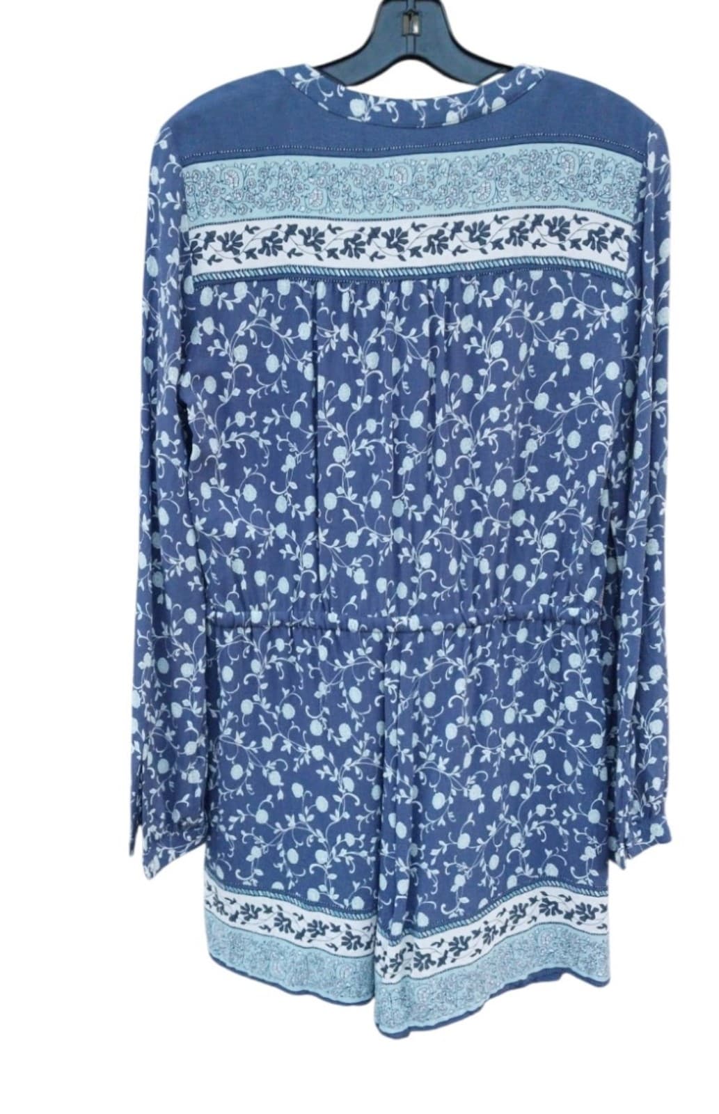 Ann Taylor LOFT Women's Shorts Romper Roll up long sleeve Delft Blue Size Small - Thumbnail 2